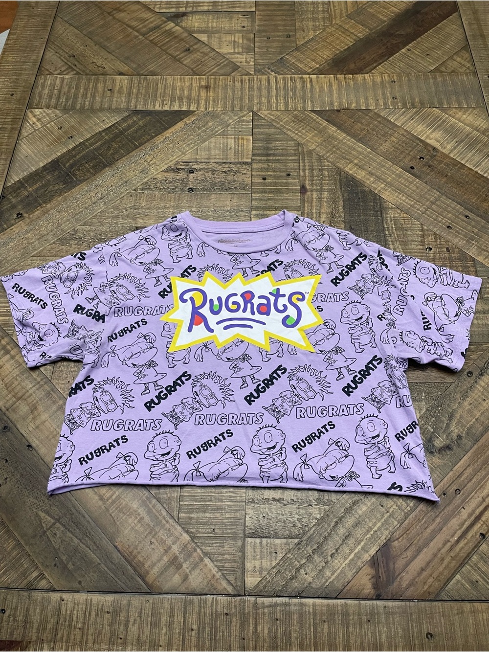 Nickelodeon Rugrats Womens Crop Top Shirt All Over Print Cartoon 90s Nostalgia